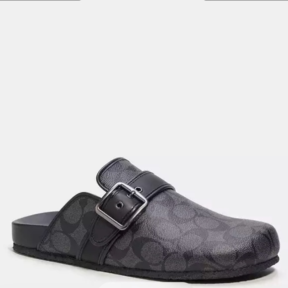 New Coach Men Black Benjamin Clog In Signature Canvas - Picture 1 of 4